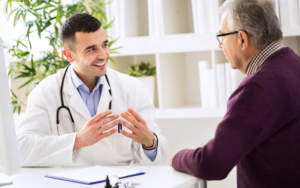 Person talking to doctor about Urology services