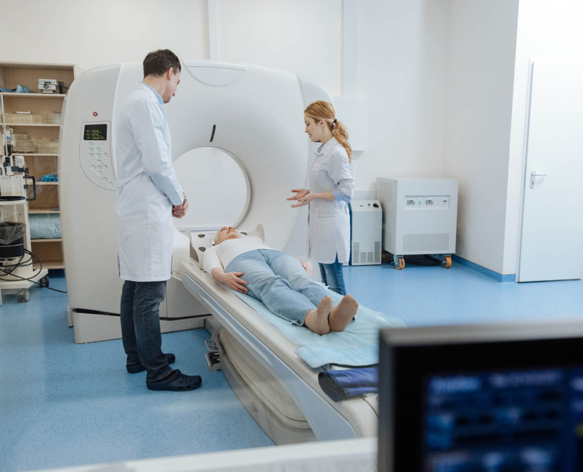 Radiation Oncology patient laying on machine